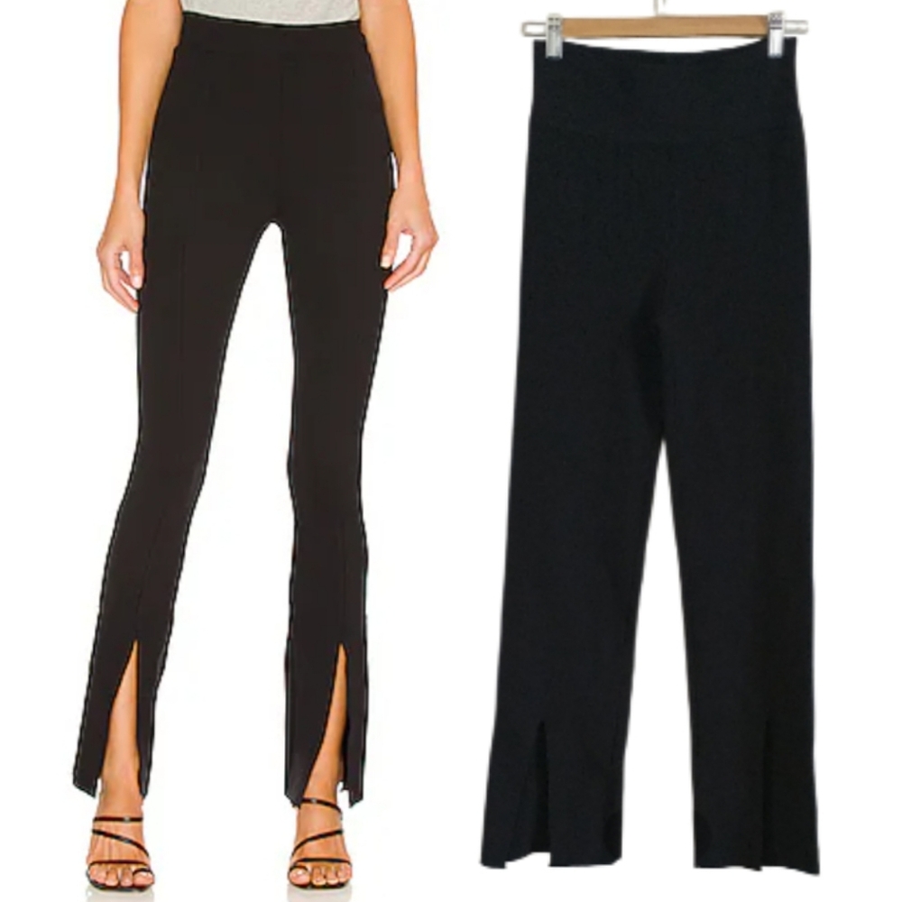 NEW Cotton On Black Front Slit High Waist Comfort Knit Pants. Size L